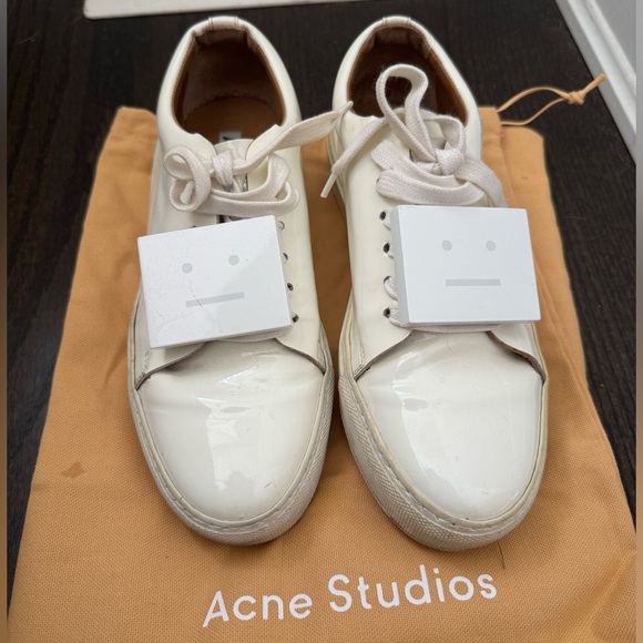 ACNE STUDIOS WHITE PATENT ADRIANA SNEAKER - Picture 1 of 5